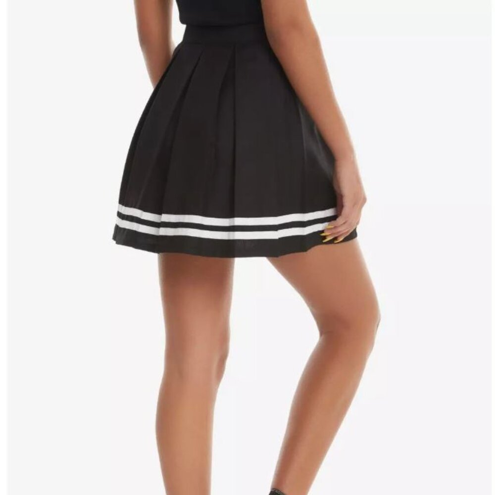 NEW Hot Topic Pleated Cheer Skirt Juniors Medium M Black Mini Tennis Goth FF12D